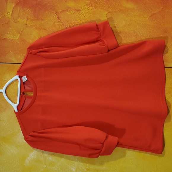 Orange Puff Sleeve blouse - Picture 1 of 4